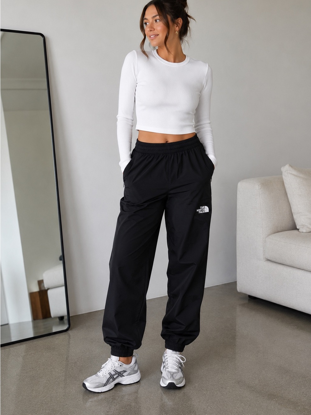 The North Face Black Relaxed Track Pants with Elastic Waist